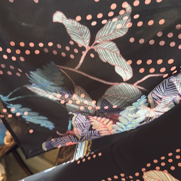 Japana Black wrap/kimona medium blue floral orchids Pink Polka Dots fabulous - Picture 11 of 16